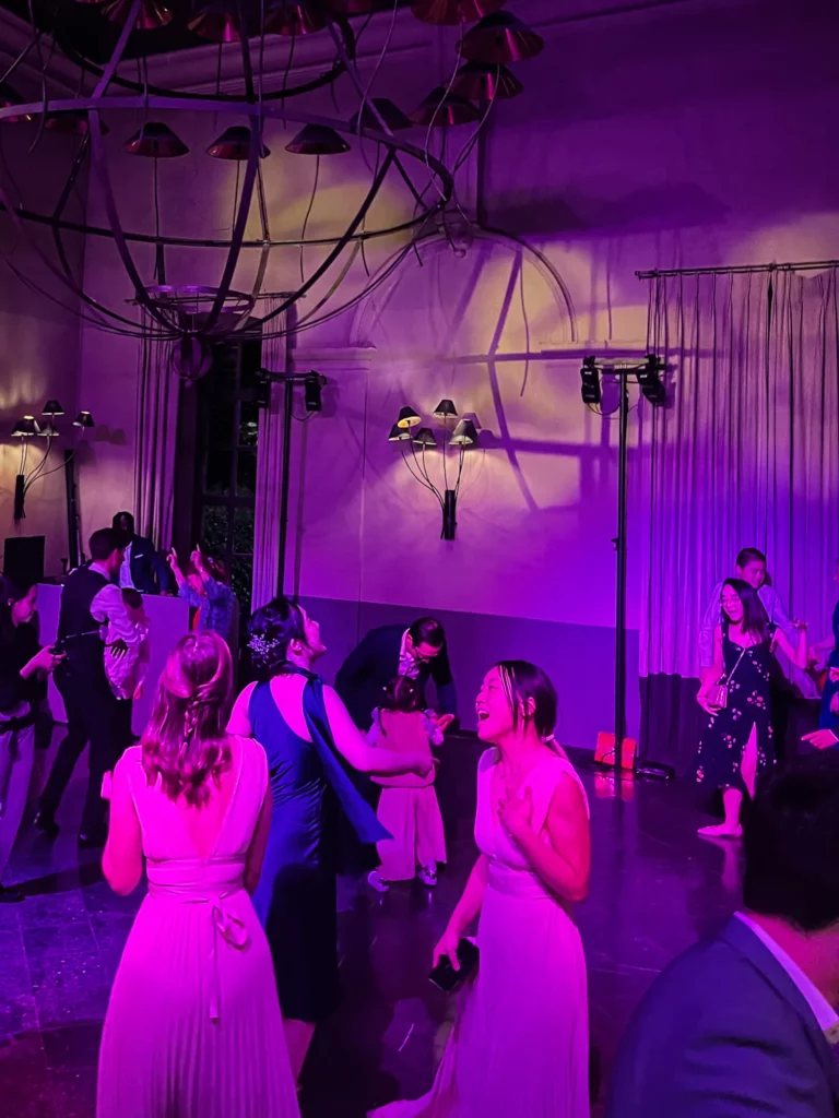 A group of people dancing on a dance floor.